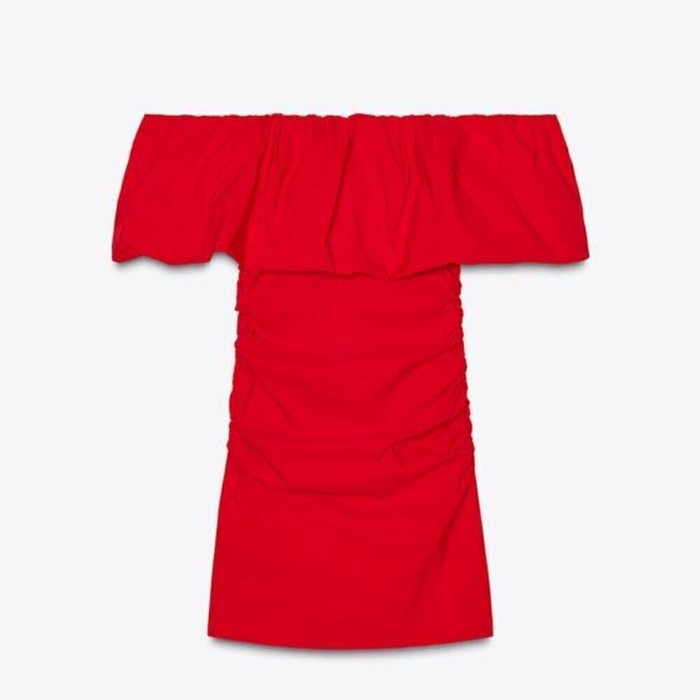 ZARA RED RUFFLE MINI DRESS - Picture 3 of 7